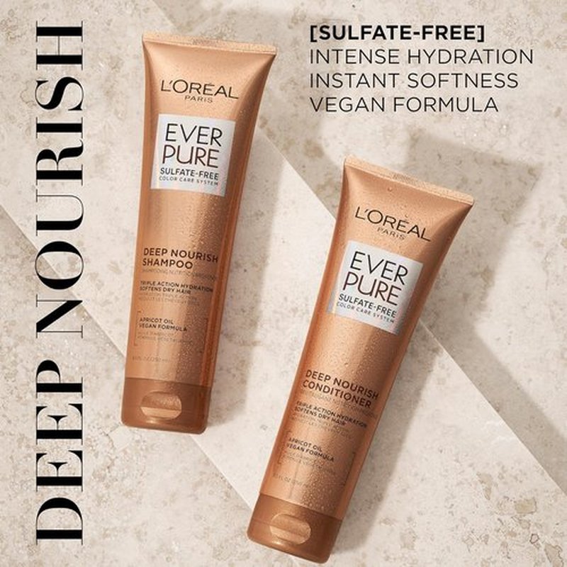 L'Oreal Paris Hair Conditioner - Triple Action Hydration with Apricot Oil | EverPure, 8.5 Fl Oz