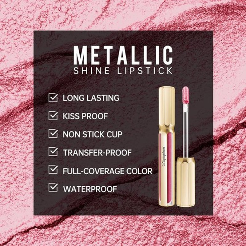 Depuplum Metallic Pink Lipstick - Long-Lasting, Hydrating Full Coverage Lip Color | Lightweight Shimmer, DP114 Daytime