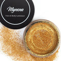 Mynena Golden Face Highlighter & Body Shimmer Powder | Ultra-Fine Buildable Loose Powder for Wet or Dry Application | Gold