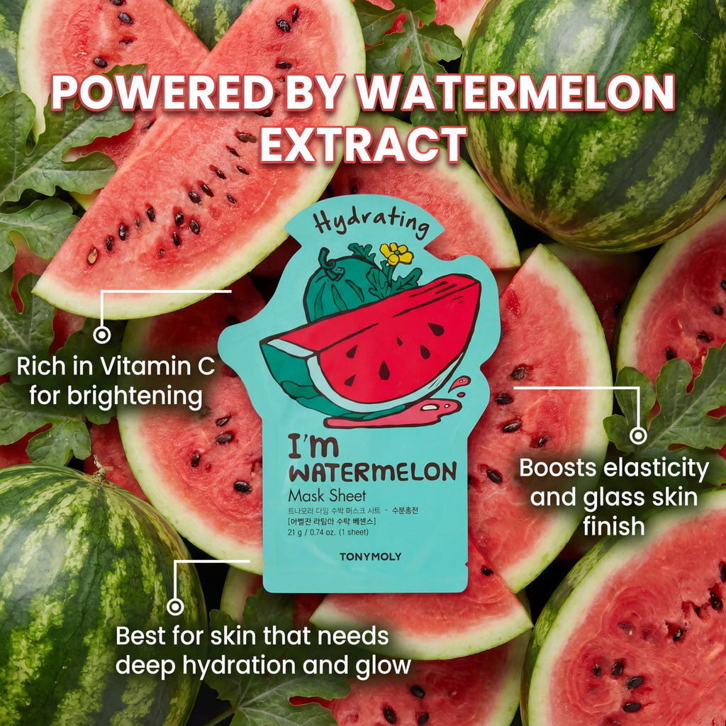 TONYMOLY Bright & Juicy Sheer Mask Set – 12 Pack Korean Hydrating Face Masks with Watermelon, Lemon & Peach, Brightening Skincare Gifts for Gift Baskets, Care Packages & Self-Care