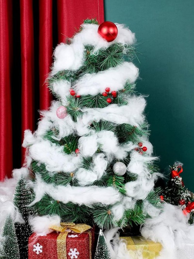 Riakrum Fake Snow Decor - Fluffy Artificial Cotton Snow for Winter Mantle | 60g Indoor Decoration