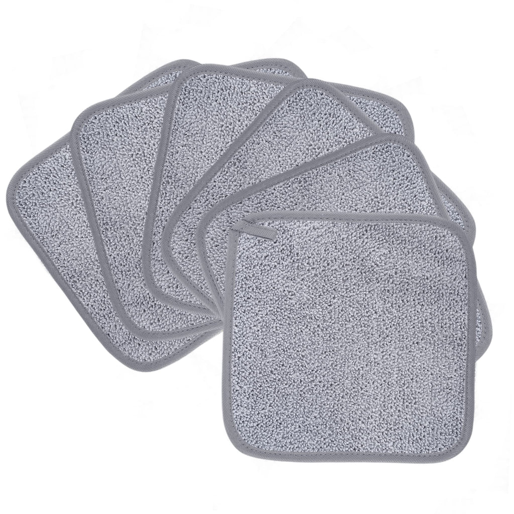 Polyte Premium Hypoallergenic Microfiber Makeup Remover and Facial Cleansing Cloth, 8 x 8 in, 6 Pack (Gray)