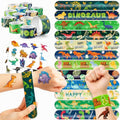 Cherisnowy 48 PCS Dinosaur Party Favors 24PCS Tattoos 24PCS Slap Bracelets Wristbands Perfect for Dino Themed Birthday Baby Showers or Classroom Rewards Ideal Decor and Gifts for Girls and Boys