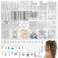 323 Pcs Silver Hair Jewelry for Braids, Dreadlocks, Twists and Locs, Adjustable Cuffs Rings and Charms Beads Accessories for Women Men, Perfect for Parties, Weddings, Festivals and Daily Wear