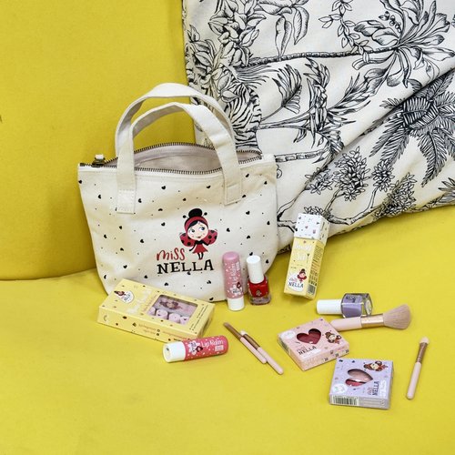 Miss Nella special edition BAG OF WONDER kids makeup & nail polish set for little girls, Hypoallergenic, Dermatologically tested, Non toxic, Canvas cosmetic bag, safe and fun
