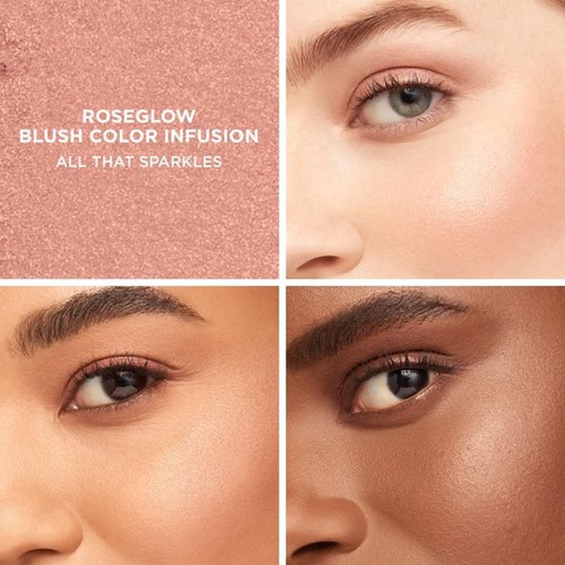 Laura Mercier RoseGlow Blush Color Infusion: Sheer Pressed Powder Blush for Cheeks, Buildable Formula, 10HR Wear, Glowing Long Lasting Color, All that Sparkles