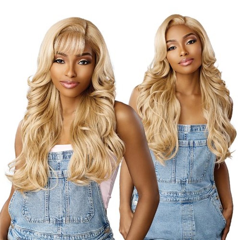Sensationnel Butta Lace 90Sbangs Wigs - Unit 902 Glueless Wide Deep Part Synthetic Preplucked Hairline (1B OFFBLACK)