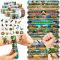 Cherisnowy 72 PCS Dinosaur 3D Party Favors - 48 Temporary Pre-Cut Tattoos & 24 Slap Bracelets - Party Favors for Boys & Girls, Birthday Goodie Bag Fillers, Baby Shower Gifts, Classroom Rewards