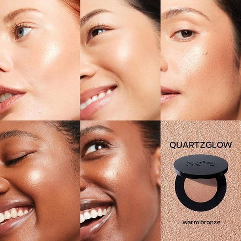 Saie Glow Sculpt Multi-Use Highlighter & Cream Blush - Lightweight with Hyaluronic Acid & Micropearl for Radiant Skin - Quartzglow (.02 oz)