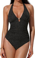 SUUKSESS Women’s High Waisted Tankini - Sexy Halter Tummy Control Backless Swimsuit