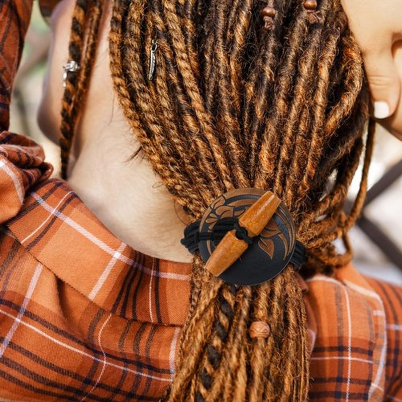 Hotop 12 Pcs Dreadlock Hair Tie Elastic Hair Tie Extra Long Rubber Band for Thick and Dreadlock 8cm in Diameter Dreads Ponytail Holders Loc Accessories Wood Carving Bands for Men Women