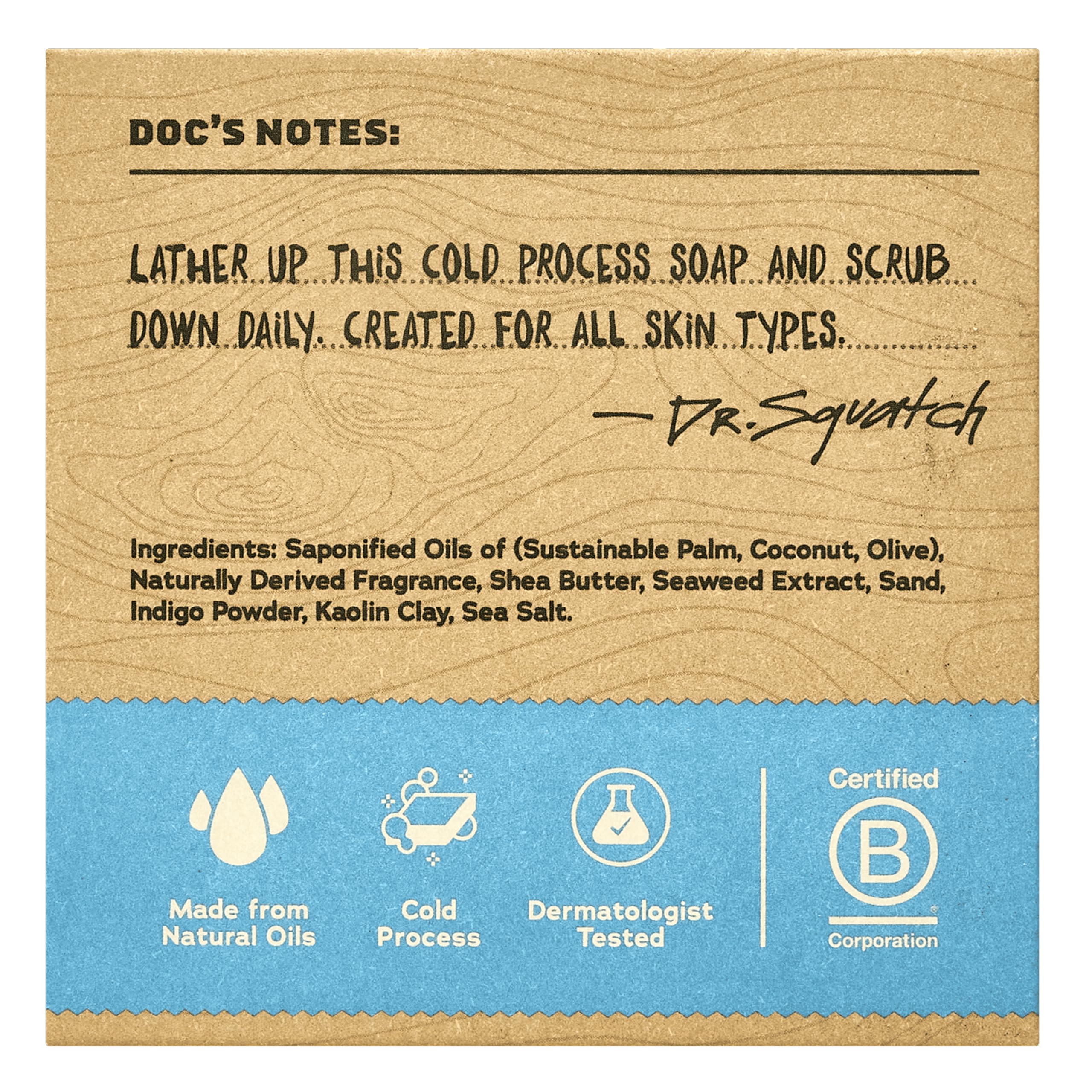 Dr. Squatch Natural Men’s Bar Soap - Cold Process Body Soap Bar with Natural Oils - Gifts for Men - Coastal Mist (5 oz, 3-Pack)