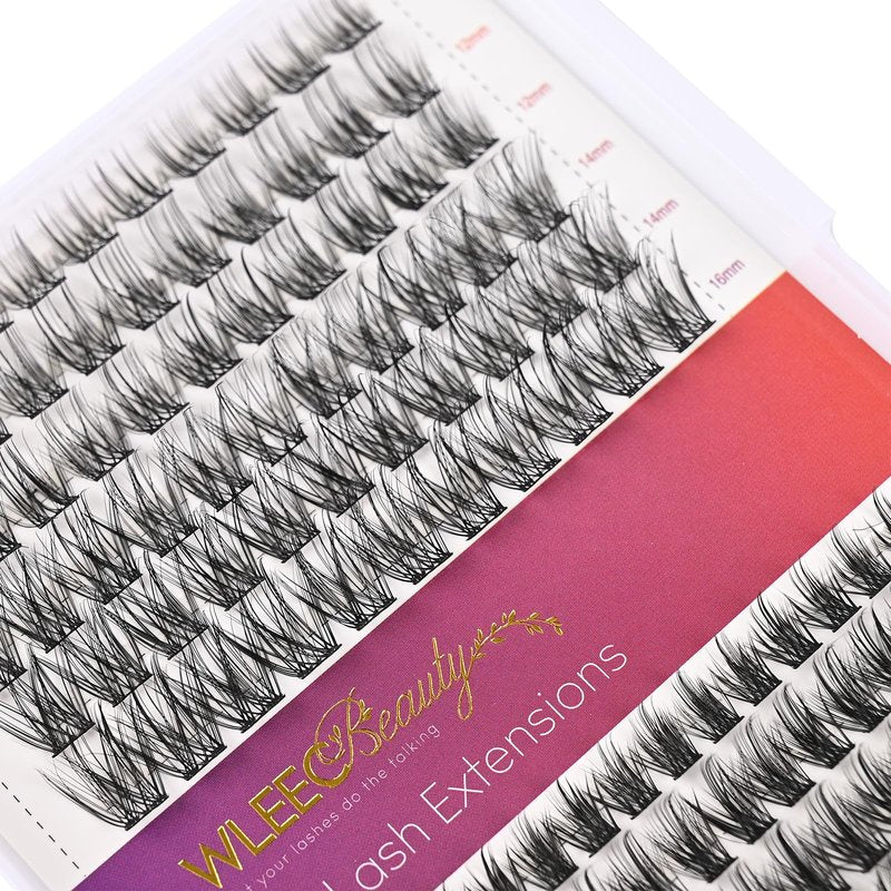 Wleec Beauty Lash Clusters DIY Eyelash Extensions, 156PCS Individual Lashes D Curl Clusters Eyelash Extensions (LC85, 2 Styles Mix 10-16mm)