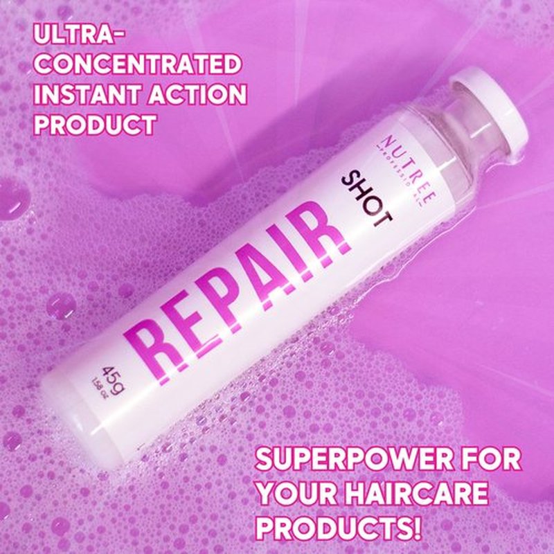 Nutree Professional Keratin Hair Treatment Repair Shot Effective Ultra 1.58 oz - Concentrated Instant Action (KERATIN AND HYALURONIC ACID -1.58 oz)