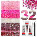 34000Pcs 8 Colors 3 4 5 6mm Mix Pink Resin Jelly Rhinestones for Bedazzling, Multicolor Flatback Gems, Bedazzler Kit with 3Pcs 10ml B7000 Glue