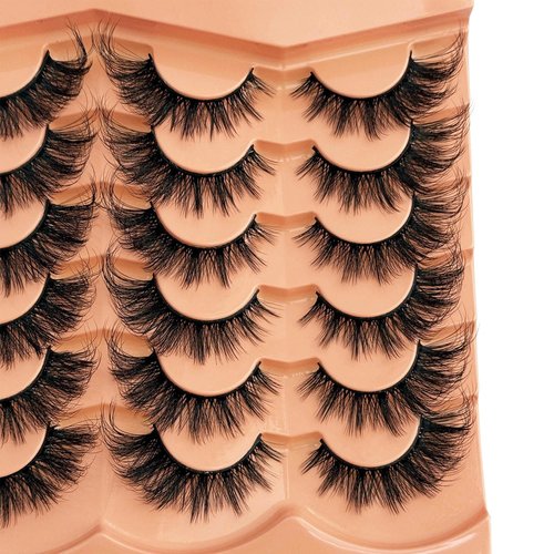 Cat Eye Lash Manga False Eyelashes Strip Lashes Wispy Fake Eyelash Volume Thick 18mm Long Mink Fluffy Fox Eyelashes Natural Look Spikes Anime Lashes 12 Pairs Pack