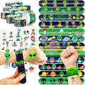 Cherisnowy 72 PCS Alien Party Favors 48 Tattoos Sticker and 24 Slap Bracelets Wristbands Perfect for Space Themed Birthday Baby Showers or Classroom Rewards Ideal Decor and Gifts for Girls and Boys