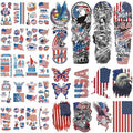 CUTELIILI Independence Day Temporary Tattoo,4th of July Sleeve Tattoo, American Flag Fake Tattoos,Red White and Blue Party Supplies,USA Flag, Memorial Day, Labor Day