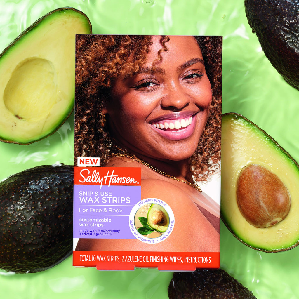 Sally Hansen Snip & Use Wax Strips Kit | Face & Bikini Line Hair Removal | Vitamin E & Avocado Oil Infused | 10 Count