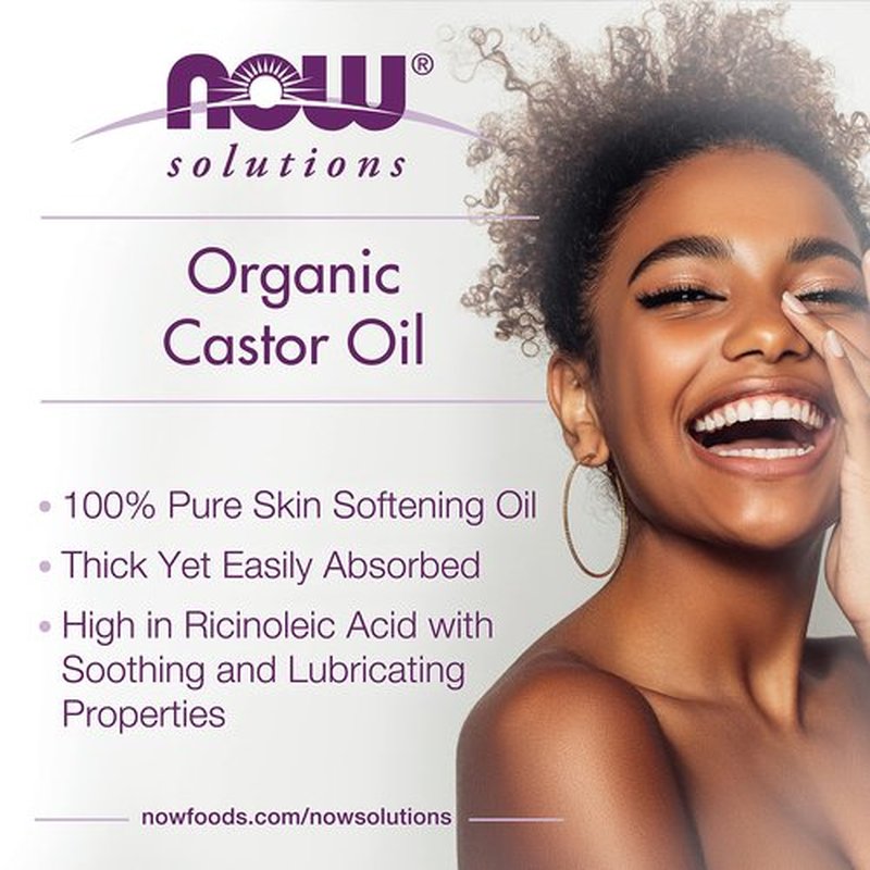 NOW Solutions, Organic Castor Oil, 100% Pure Versatile Skin Care, Multi-Purpose Skin Softener, 16-Ounce