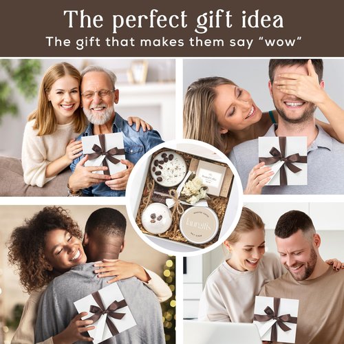 Spa Gift Basket for Women – Small Coffee Scented Candle Set with Bath Bomb & Salt Scrub | Handmade Spa Box Present, Birthday & Housewarming Gift for Her