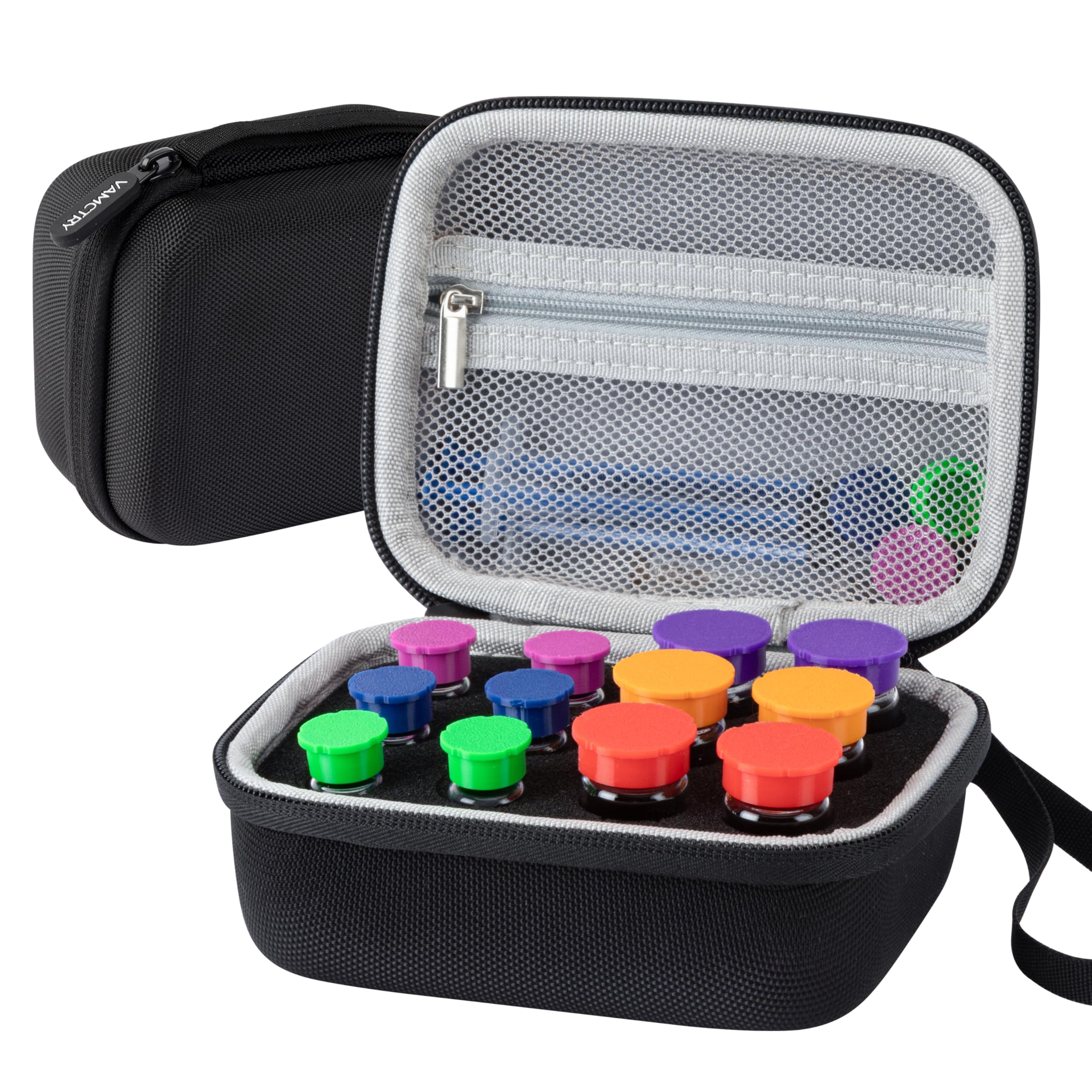 Vamctry Peptide Case for Fridge, 12 Slots Insulin Vial Protector Organizer Bag, Peptide Vial Storage Case for 1ml 3ml 5ml 10ml Vials, Diabetes Insulin Carrying Case
