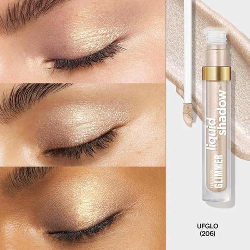 REVLON Glimmer Liquid Shadow - Smudge-Proof Shimmer Eyeshadow Makeup, Long-Lasting, High Pigment, 206 UFGlo