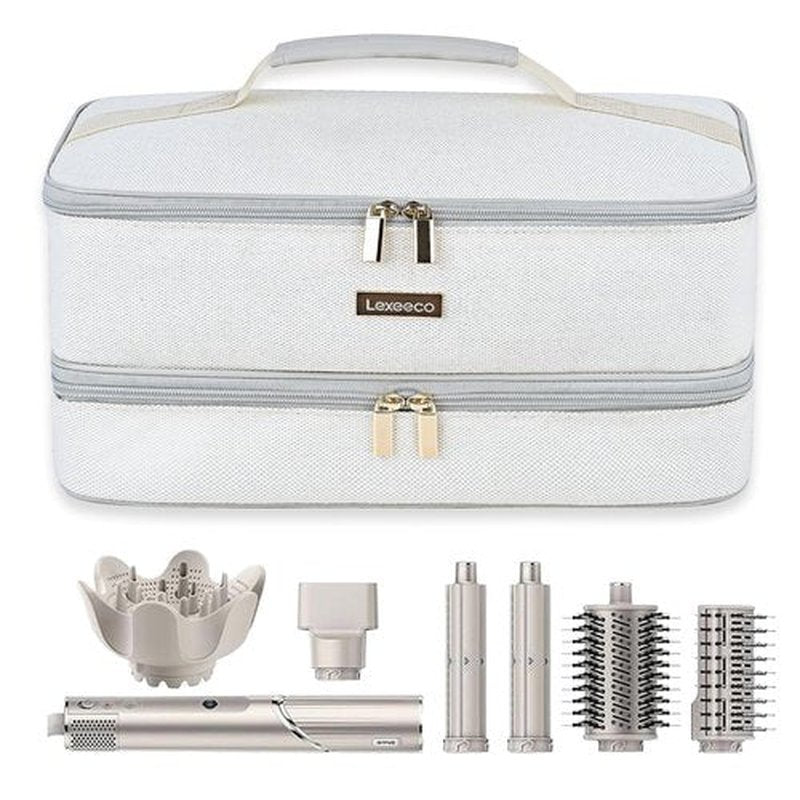 Travel Carrying Case for Shark Flexstyle Attachments Double Layer Hair Dryer Case for Dy son Air wrap Shark Flex Fusion Holder Hair Accessories Tool Organizer Revlon Straightener Styler Bag(Grey)