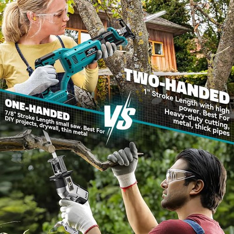 Cerycose Cordless Reciprocating Saw - Compatible with Makita 18V Battery | Variable Speed, 4 Blades for Metal, Wood, PVC