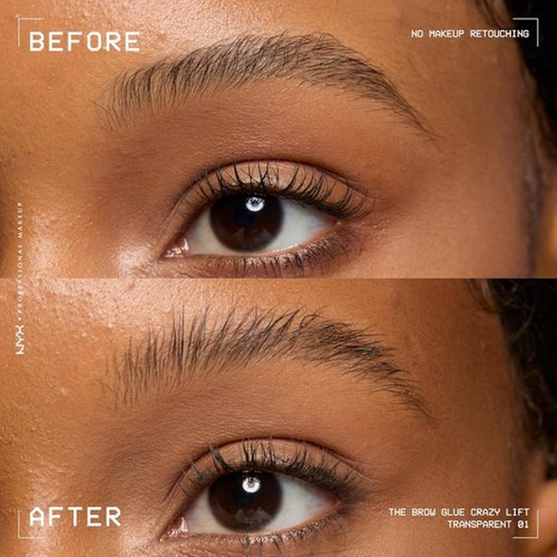NYX Professional Makeup Brow Glue - 16HR Strong Hold Brow Lamination Gel with Built-In Styling Comb | Clear