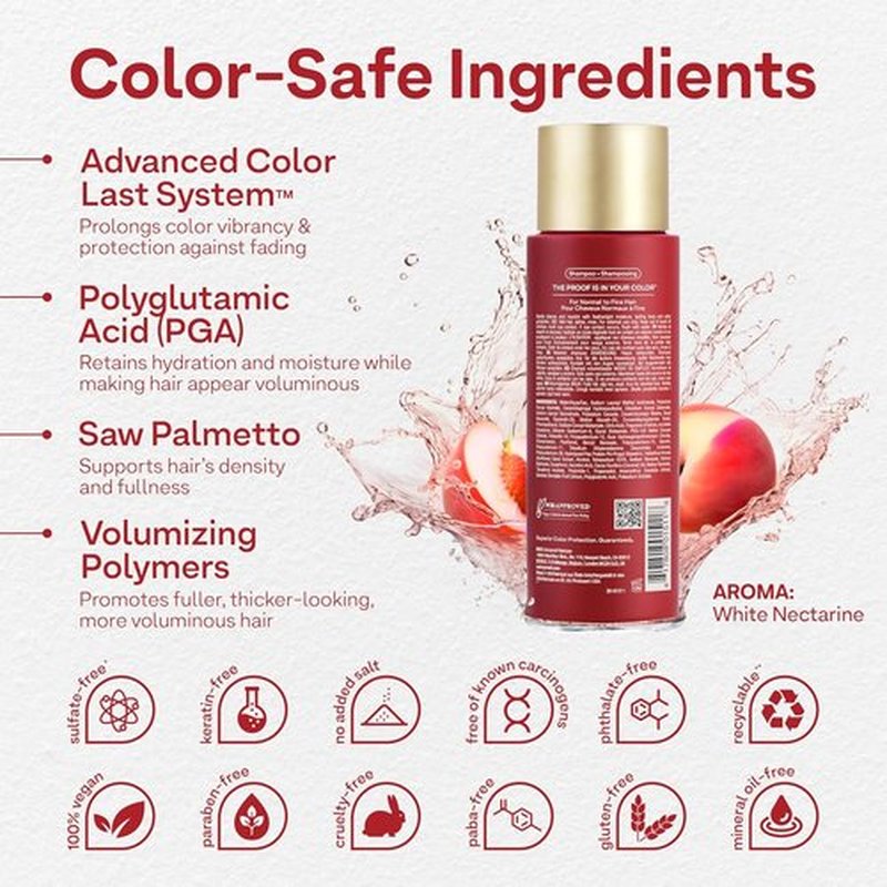Colorproof Volume Shampoo - Sulfate-Free Formula with White Nectarine Scent for Women | 12 oz