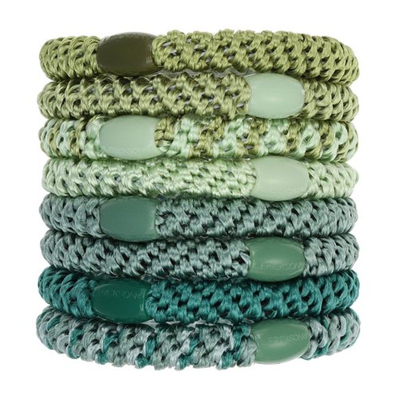 L. Erickson Green Hair Ties for Thick Hair, Grab & Go Ponytail Holders, 8 Pack, Aloe, Thick No-Crease Bands with Strong Hold, Damage-Free Design, Calming Nature Blend