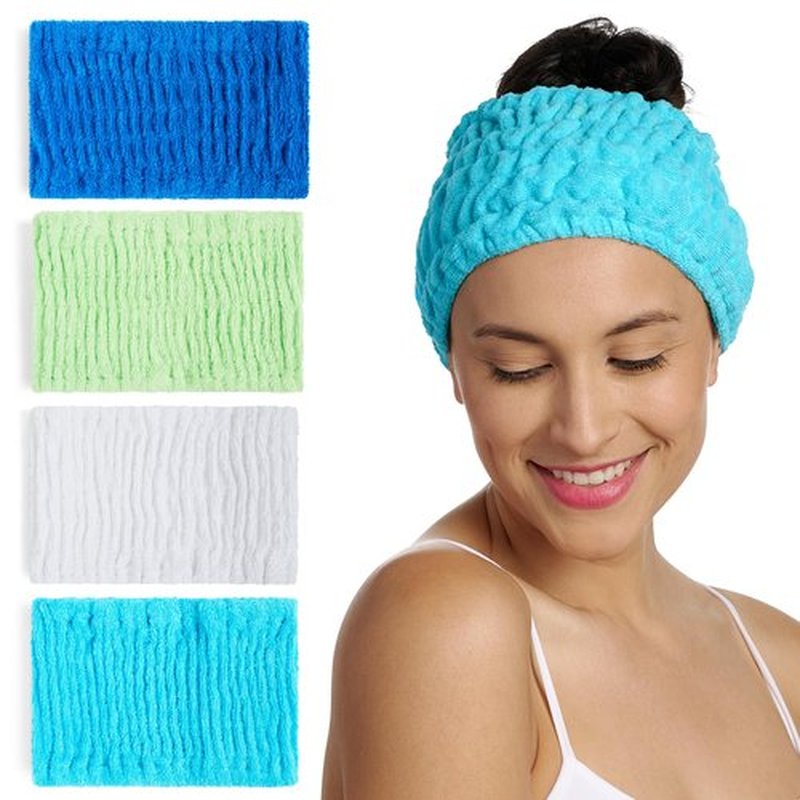 Turbie Twist 4-Pack Cotton Headbands – Extra-Wide, Comfy, All Hair Types, Ocean Breeze