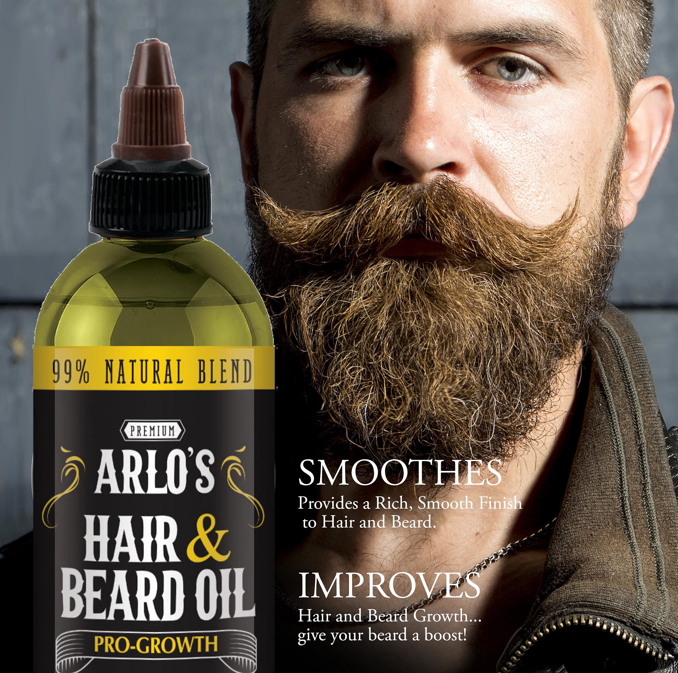 Arlo's Pro-Growth Hair and Beard Oil 8 oz. - Hair Oil, Mustache Oil and Beard Oil Growth