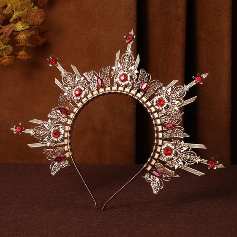 COSUCOS Sunburst Spiked Halo Crown, Zip Tie Hairband, Handmade Sun Goddess Headband, Butterfly Queen Headband, Wedding Renaissance Crown, Birthday Party Photo Shoot Cosplay