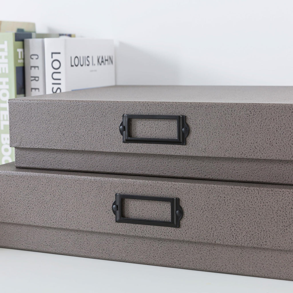Soul & Lane - Legal Size Document Storage Boxes with Lids, Set of 2, Gray