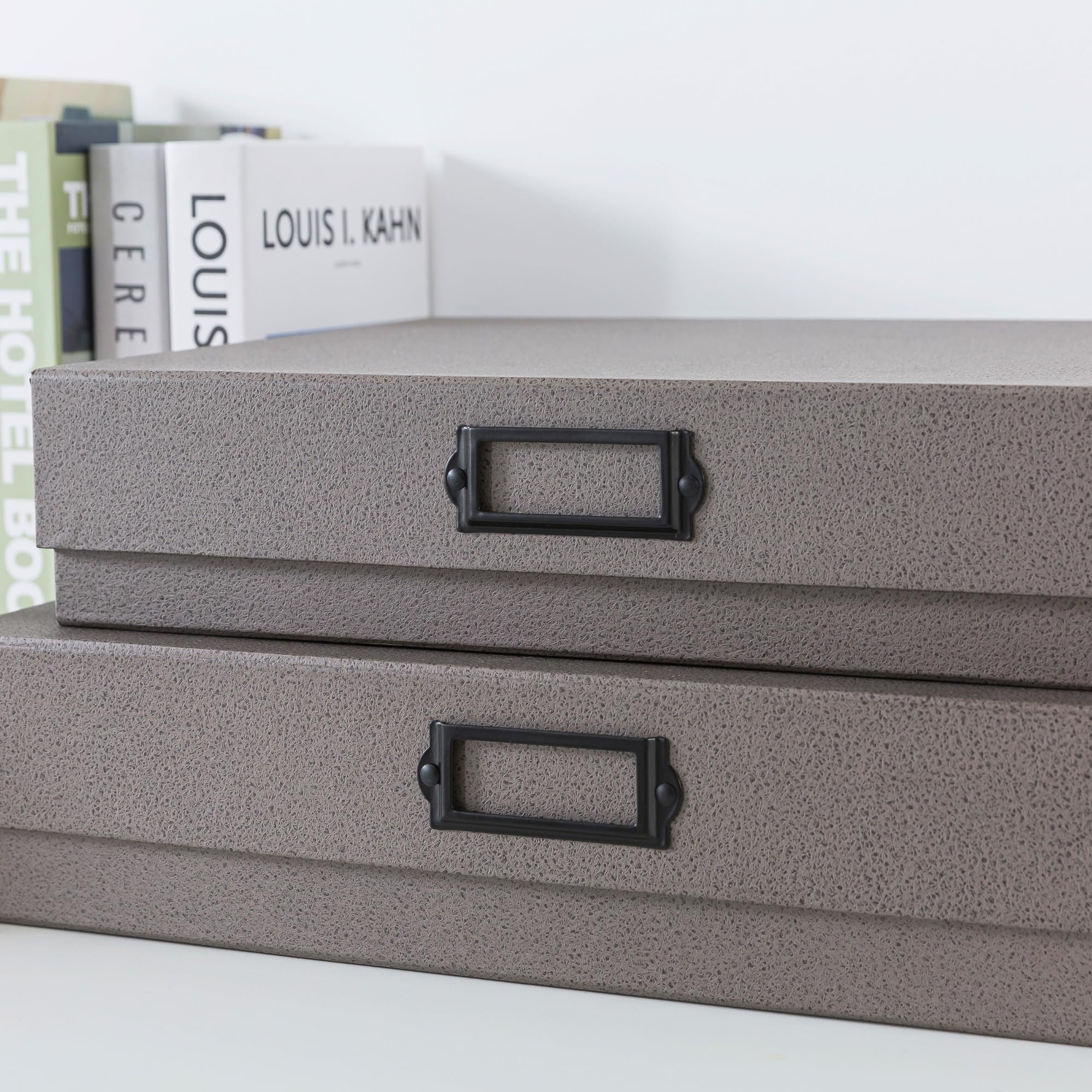 Soul & Lane - Legal Size Document Storage Boxes with Lids, Set of 2, Gray