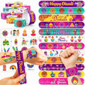 Cherisnowy 72PCS Diwali Party Set - 48PCS Temporary Tattoos & 24PCS Slap Bracelets - Festival Happy Indian -Themed Birthday Supplies, Baby Shower Gifts, Classroom Rewards & Party Decor for Kids