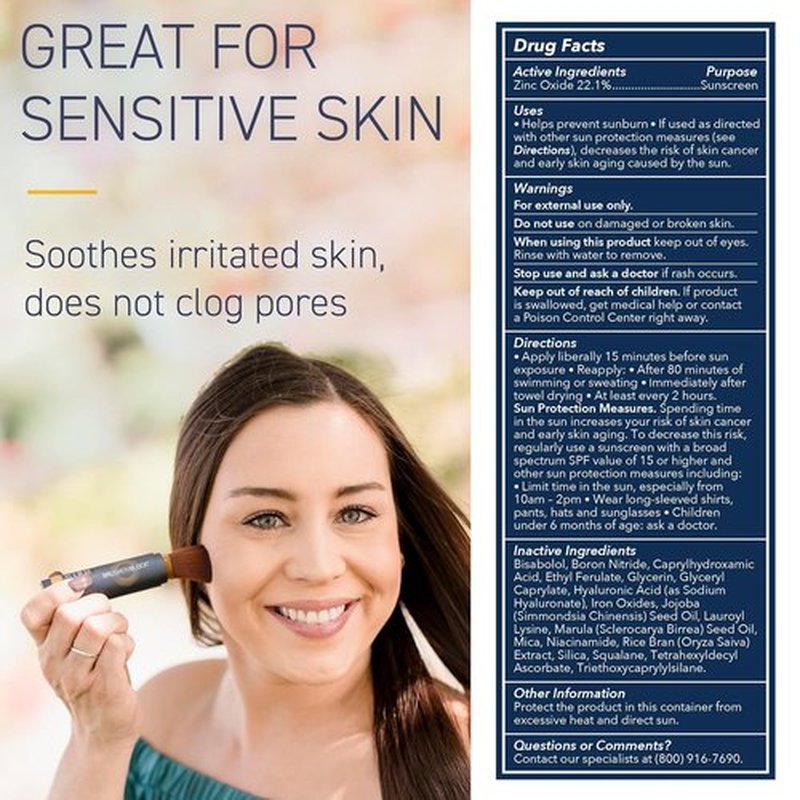 Brush On Block SPF 30 Mineral Powder Sunscreen - New Formula with Niacinamide & Vitamin C | Water Resistant, Translucent for All Skin Types