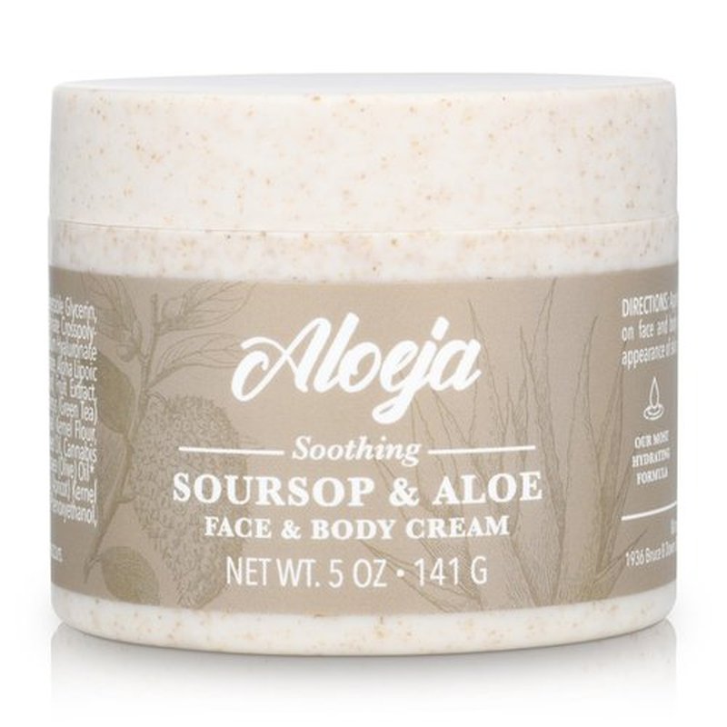 Soursop and Aloe Vera Moisturizing Cream - Ultra Hydrating Face Moisturizer and Body Lotion for Women & Men - Fragrance-Free Organic Lotion for sensitive skin with Hemp Oil, Tea Tree, Green Tea, 5 oz