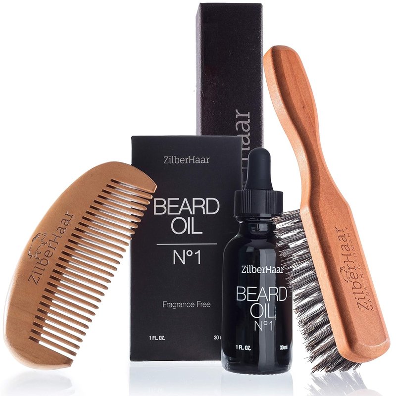 ZilberHaar Beard Oil Bundle - Nourishing Oil, Brush & Comb for Healthy Grooming