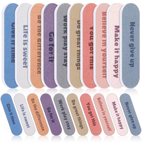 Teenyyou 60 Pcs Mini Nail Files Inspirational Gifts for Women Motivational Floral Double Sided Emery Boards Manicure Tools Employee Appreciation Encouragement Valentines Holiday Gifts(Pastel)
