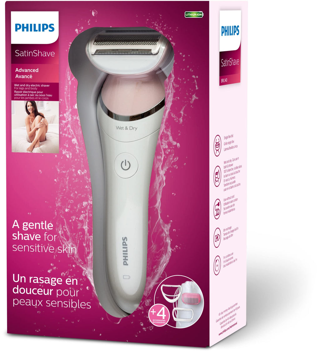 Philips Beauty Lady Electric Shaver Series 6000, SatinShave Advanced Women’s Electric Shaver, Cordless Hair Removal, BRL140/51