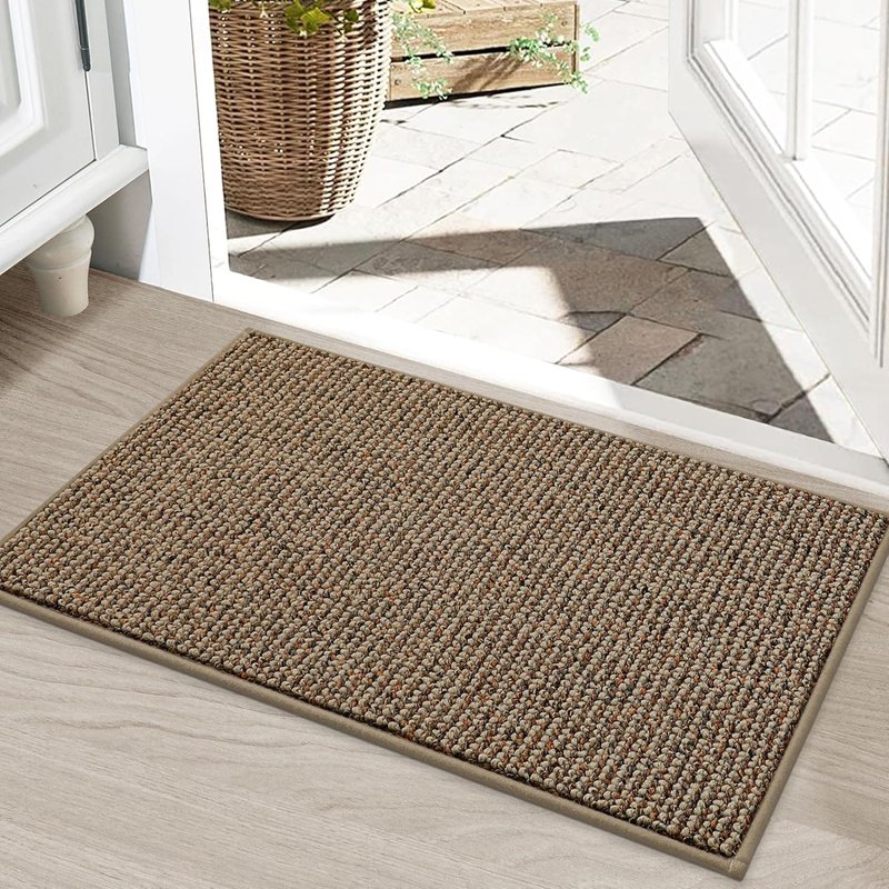 BEQHAUSE Indoor Door Mat & Stair Treads - Non-Slip, Stain-Resistant, Washable | 20"x32" & 15 Pcs, Taupe