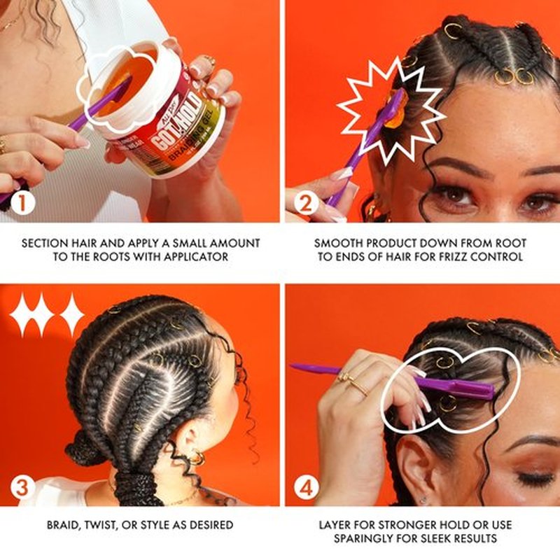 ALL DAY GOT HOLD Braiding Gel for Natural Hair Extreme Hold, Hydrating & Frizz-Free, Sage Extract, No Flaking or Drying, High Shine for Braids, Twists, Cornrows, 5oz