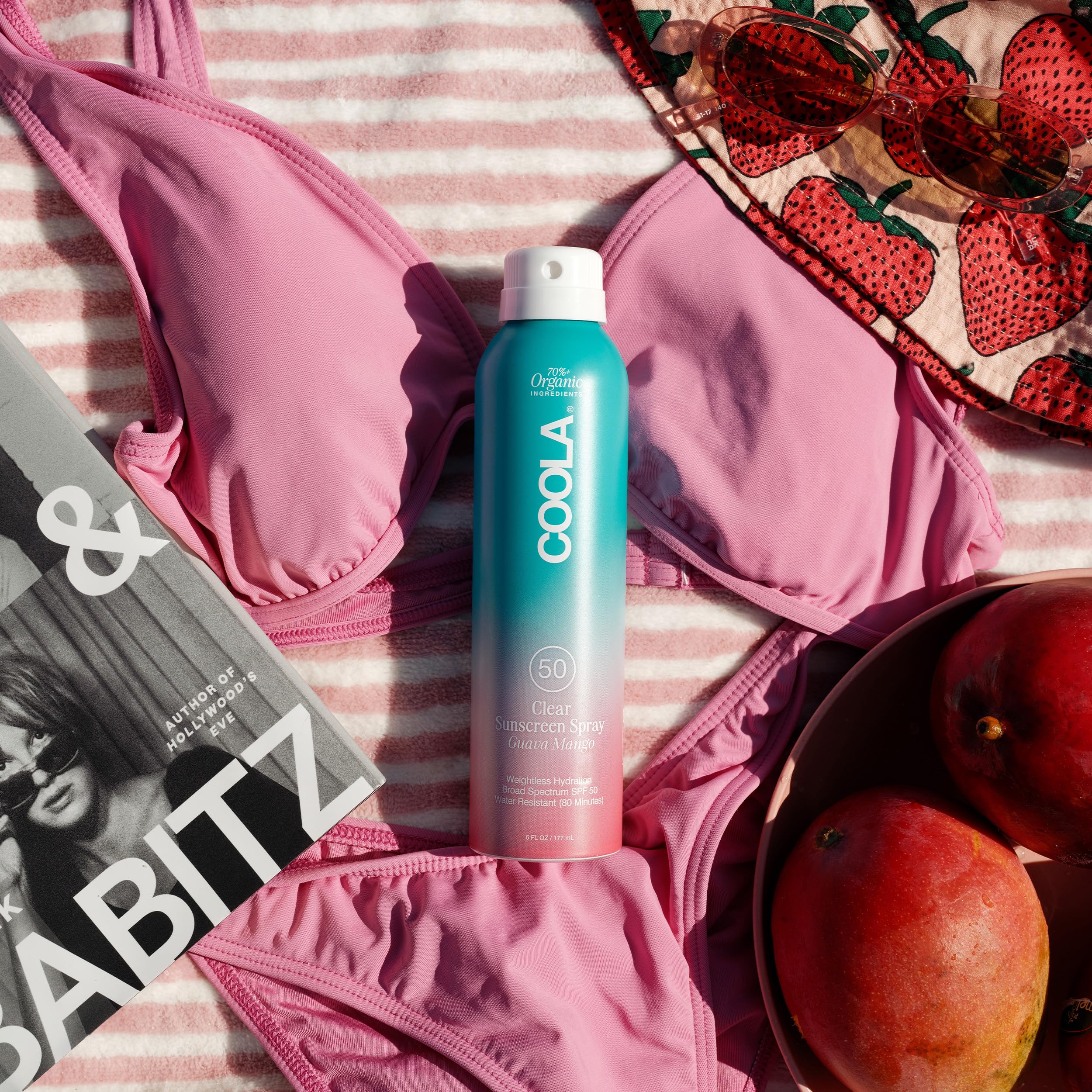 COOLA Organic Sunscreen SPF 50 Sunblock Spray, Dermatologist Tested Skin Care For Daily Protection, Vegan And Gluten Free, Guava Mango, 6 Fl Oz