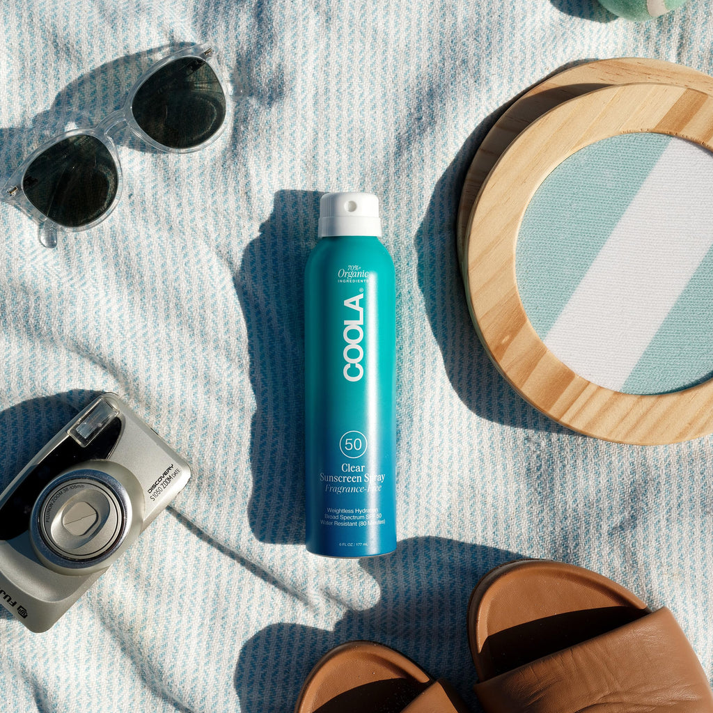 COOLA Organic Sunscreen SPF 50 Sunblock Spray, Dermatologist Tested Skin Care for Daily Protection, Vegan and Gluten Free, Fragrance Free, 6 Fl Oz