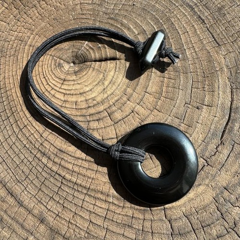 Nutty Natte Knotted Elastic Hair Tie for Dreadlock and thick hair Real Gemstone Ponytail Holders Loc Hair Accessories dread tie for Women Men (Black Obsidian)