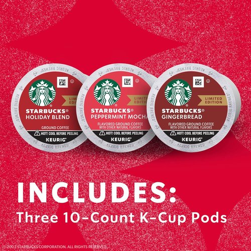Starbucks K-Cup Coffee Pods - Medium Roast, Naturally Flavored, 100% Arabica | Limited Edition (30 Pods)