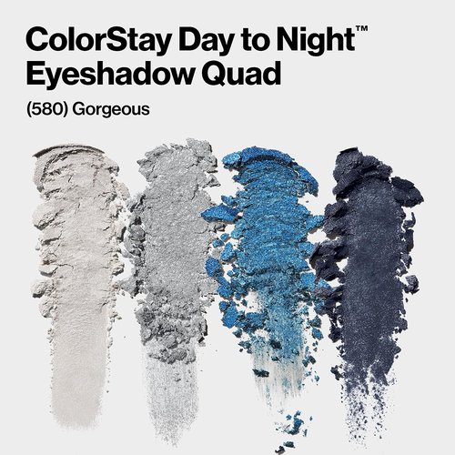 REVLON ColorStay Eyeshadow Quad - Longwear Palette with Transitional Shades & Buttery Soft Feel | 580 Gorgeous, 0.16 oz